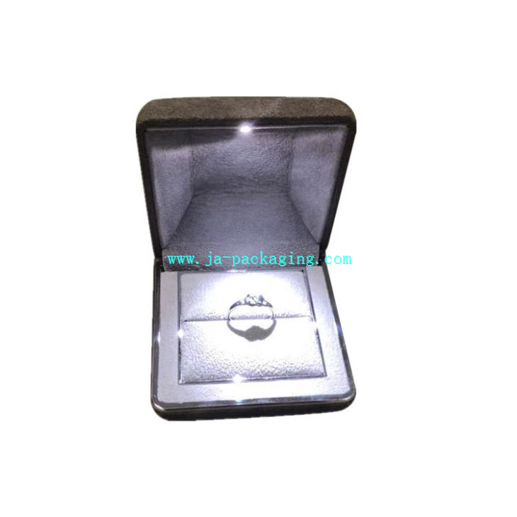 Brown Velvet Ring Box With LED Light