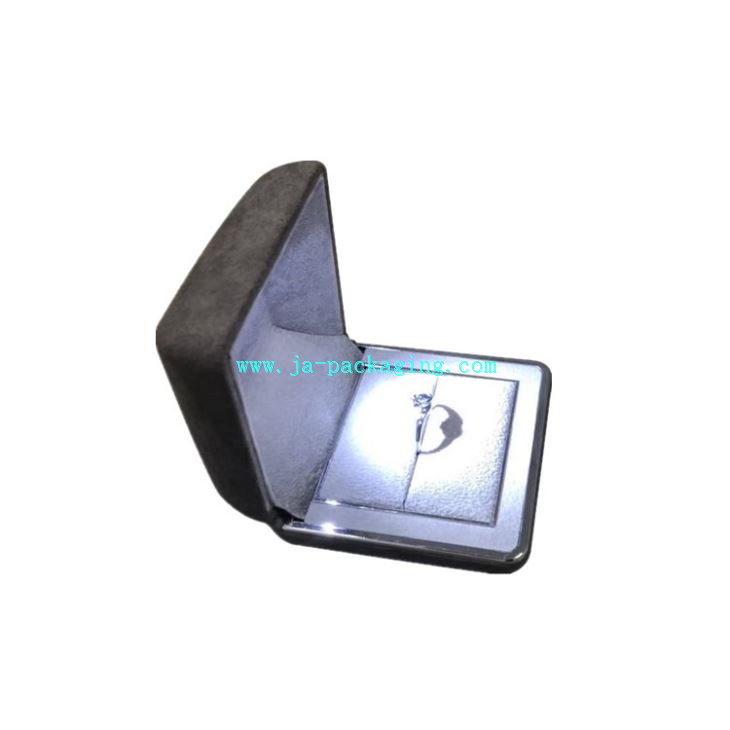 Brown Velvet Ring Box With LED Light